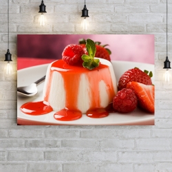 Панна котта с клубникой и малиной